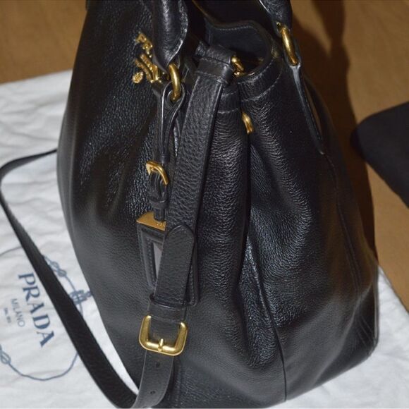 Prada Leather Vitello Daino Handbag Black GHW - Picture 3 of 11